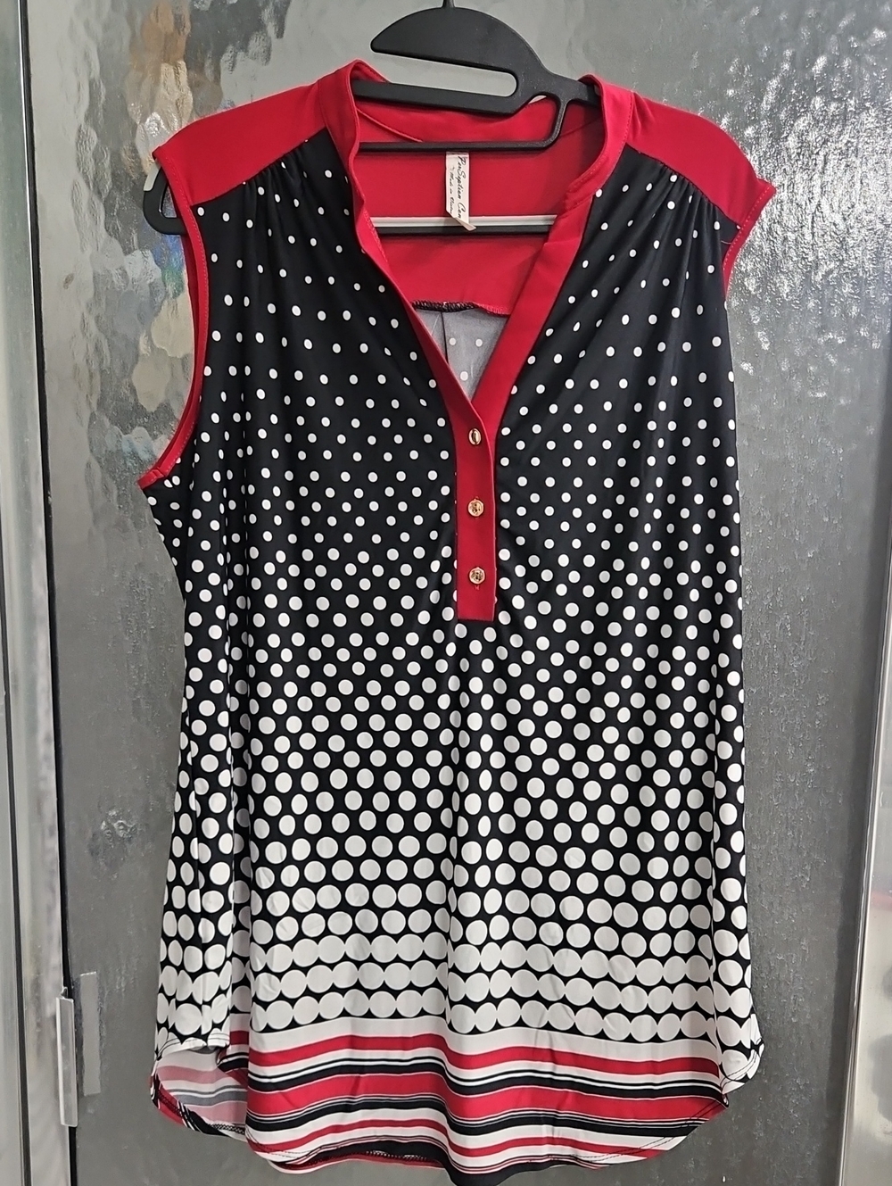 PerSeption Concept Black & Red Polka Dot Sleeveless Tank